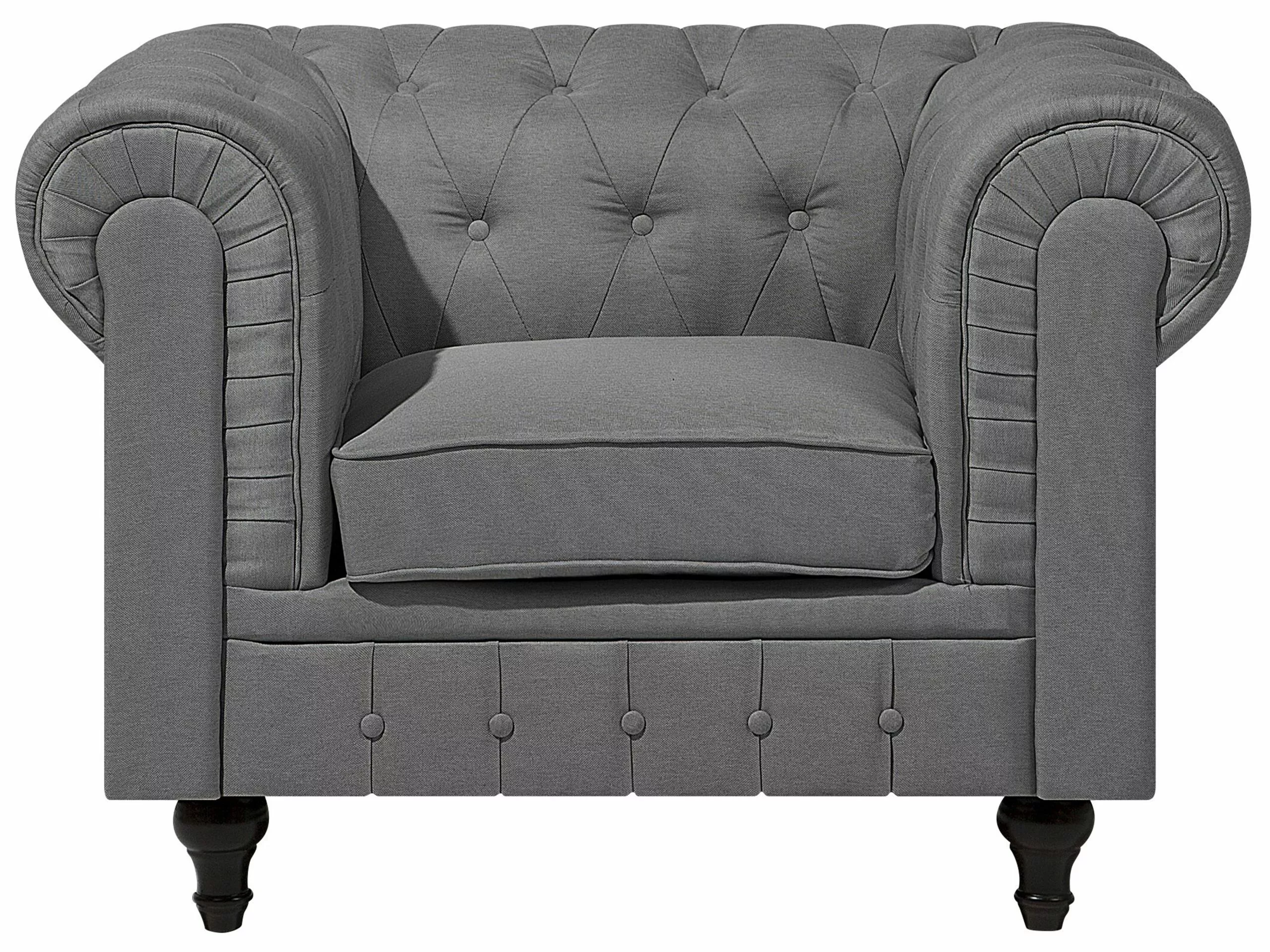 Beliani Sillón Tapizado Gris CHESTERFIELD - Imagen 4