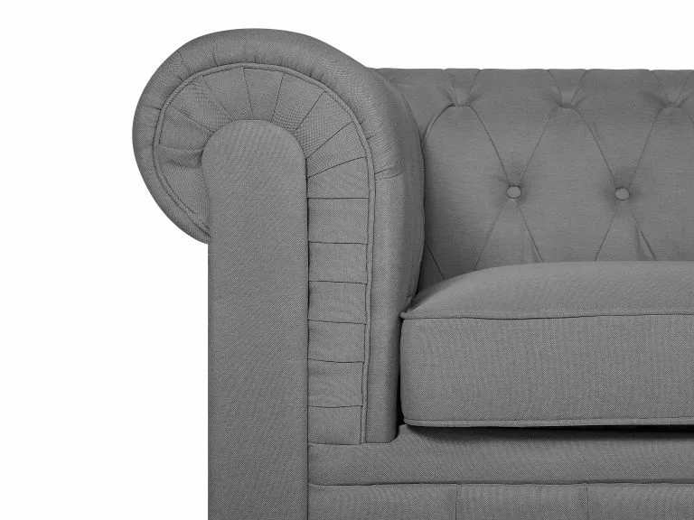 Beliani Sillón Tapizado Gris CHESTERFIELD - Imagen 6