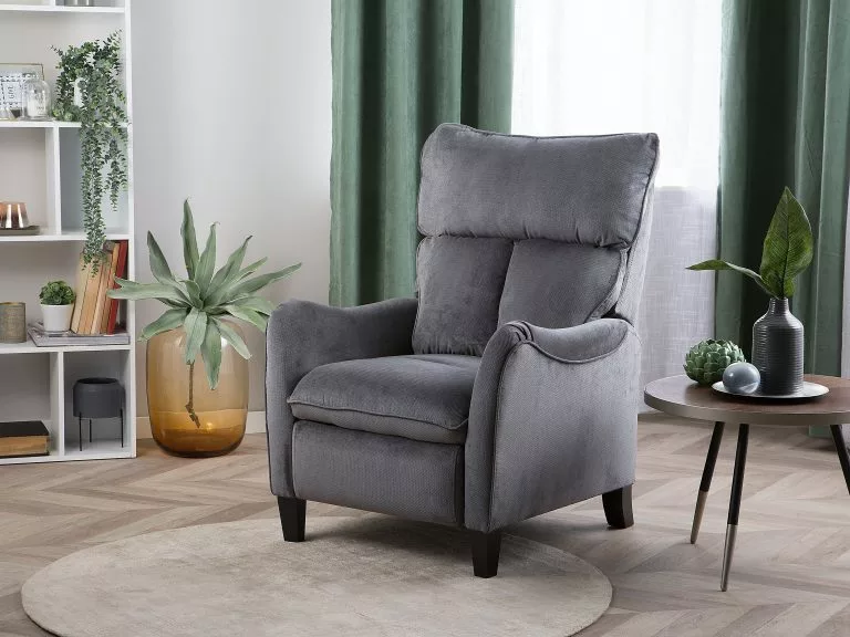 Beliani Sillón Reclinable Tapizado En Gris ROYSTON - Imagen 2