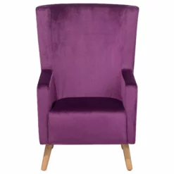 Beliani Sillón De Terciopelo Violeta/madera Clara ONEIDA -Sillones Ventas undef src sa picid 710522 type whitesh image scaled