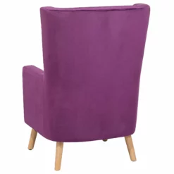 Beliani Sillón De Terciopelo Violeta/madera Clara ONEIDA -Sillones Ventas undef src sa picid 710524 type whitesh image scaled