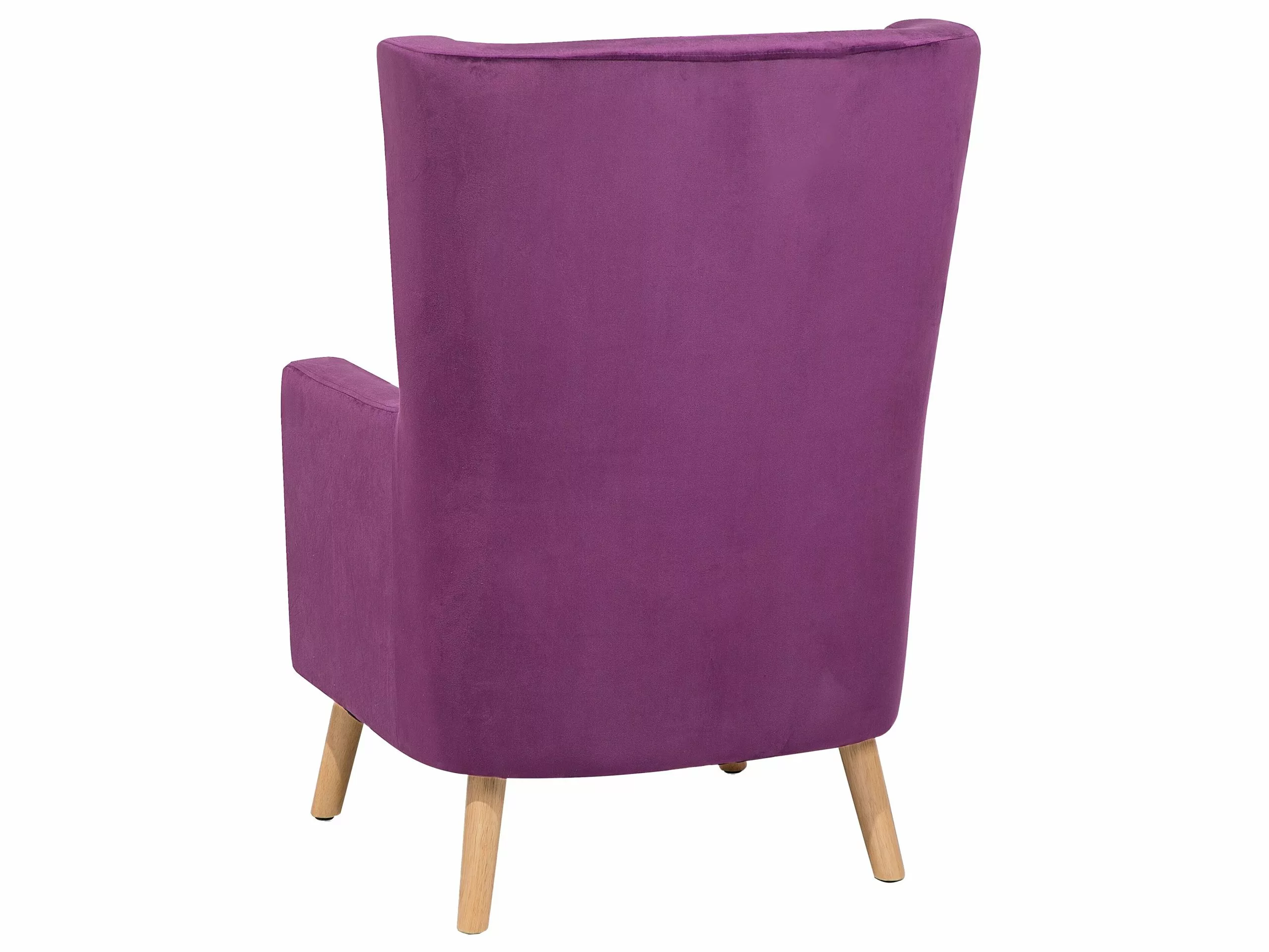 Beliani Sillón De Terciopelo Violeta/madera Clara ONEIDA - Imagen 5