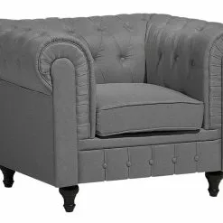 Beliani Sillón Tapizado Gris CHESTERFIELD