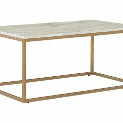 Beliani Mesa De Centro Beige/dorado 100 X 60 Cm DORRIS
