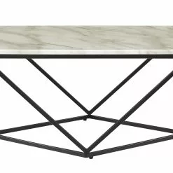 Beliani Mesa De Centro Beige/negro 80 X 80 Cm MALIBU