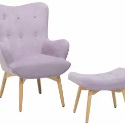 Beliani Sillón De Terciopelo Violeta Con Reposapiés VEJLE