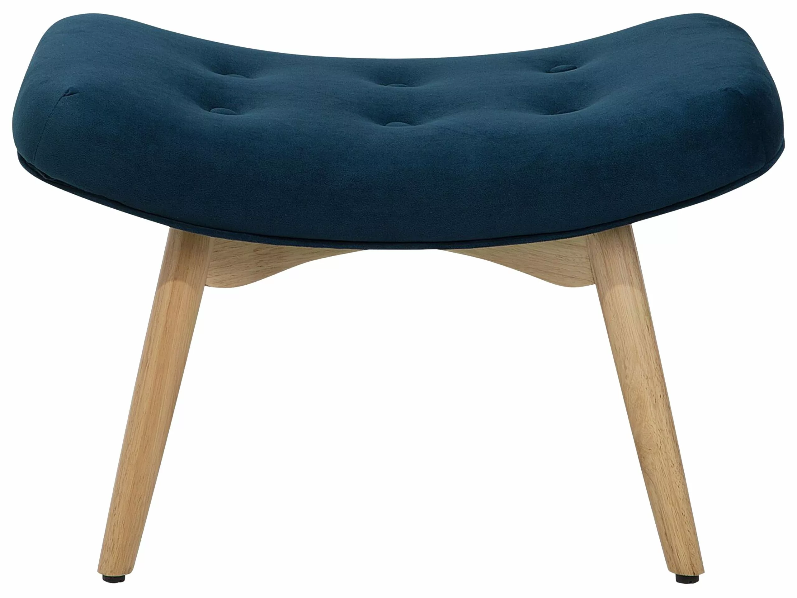 Beliani Sillón De Terciopelo Azul Con Reposapiés VEJLE - Imagen 8