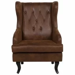 Beliani Sillón De Piel Sintética Marrón/madera Oscura ALTA -Sillones Ventas undef src sa picid 716594 type whitesh image scaled