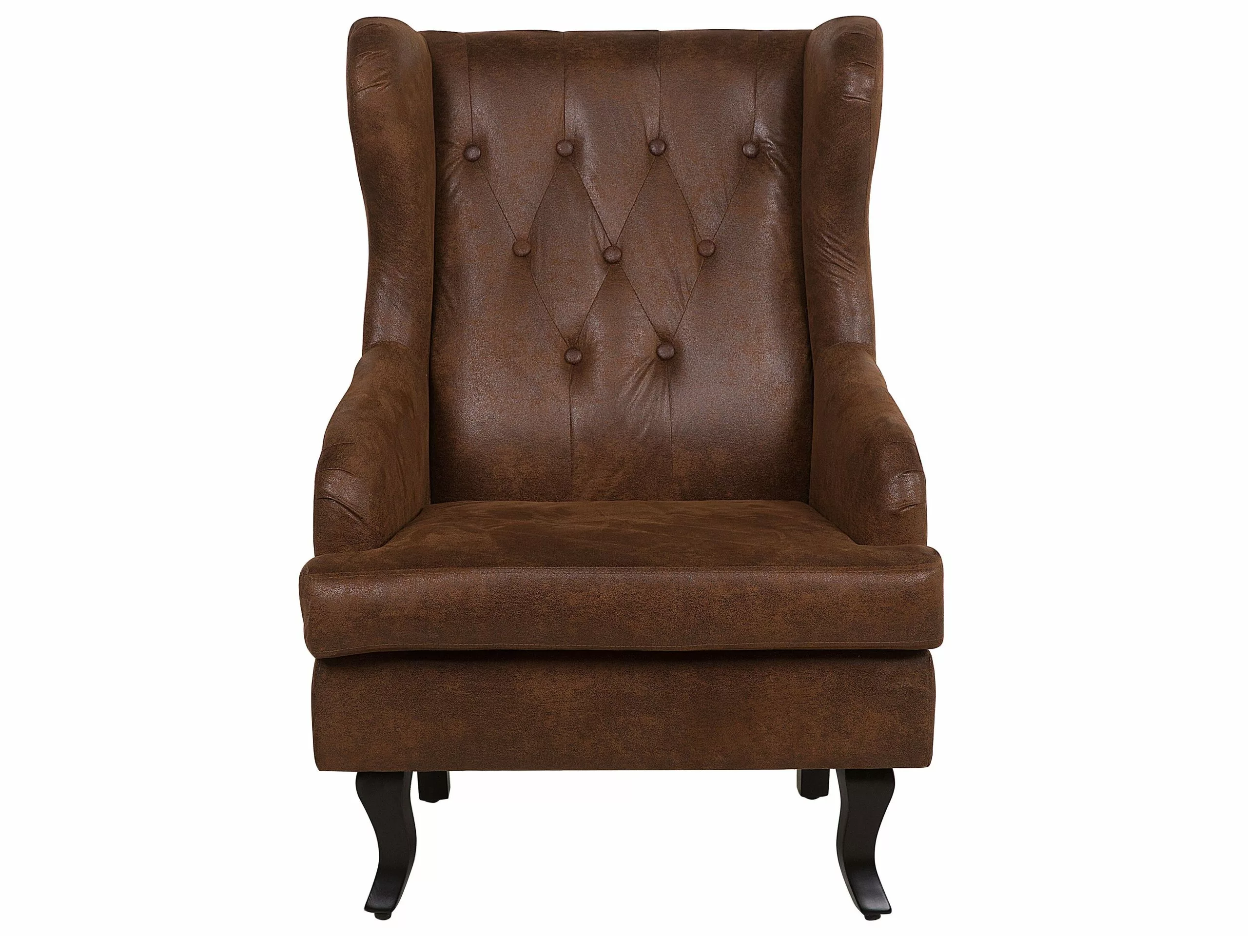 Beliani Sillón De Piel Sintética Marrón/madera Oscura ALTA - Imagen 3