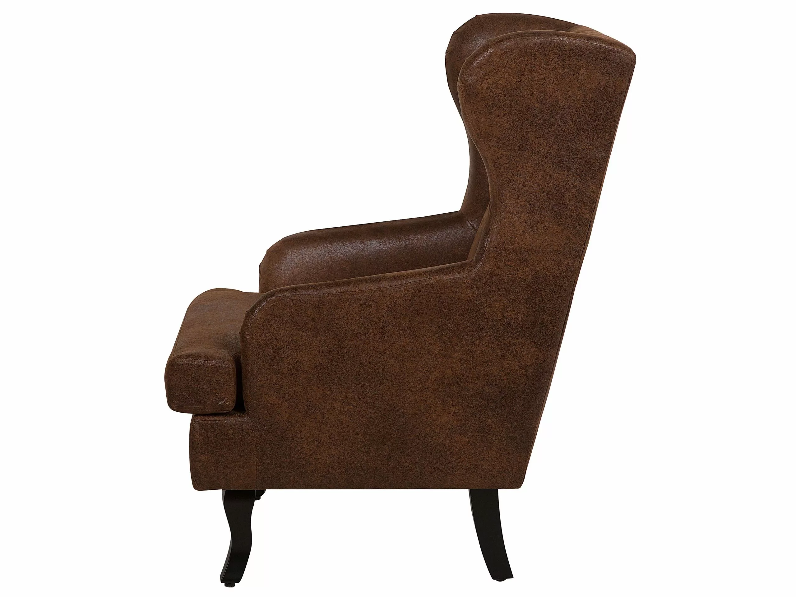 Beliani Sillón De Piel Sintética Marrón/madera Oscura ALTA - Imagen 4