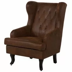 Beliani Sillón De Piel Sintética Marrón/madera Oscura ALTA -Sillones Ventas undef src sa picid 716600 type whitesh image scaled