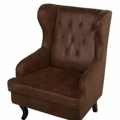 Beliani Sillón De Piel Sintética Marrón/madera Oscura ALTA -Sillones Ventas undef src sa picid 716602 type whitesh image scaled