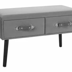 Beliani Mesa De Centro De Terciopelo Gris/negro 80 X 40 Cm AMTRAK