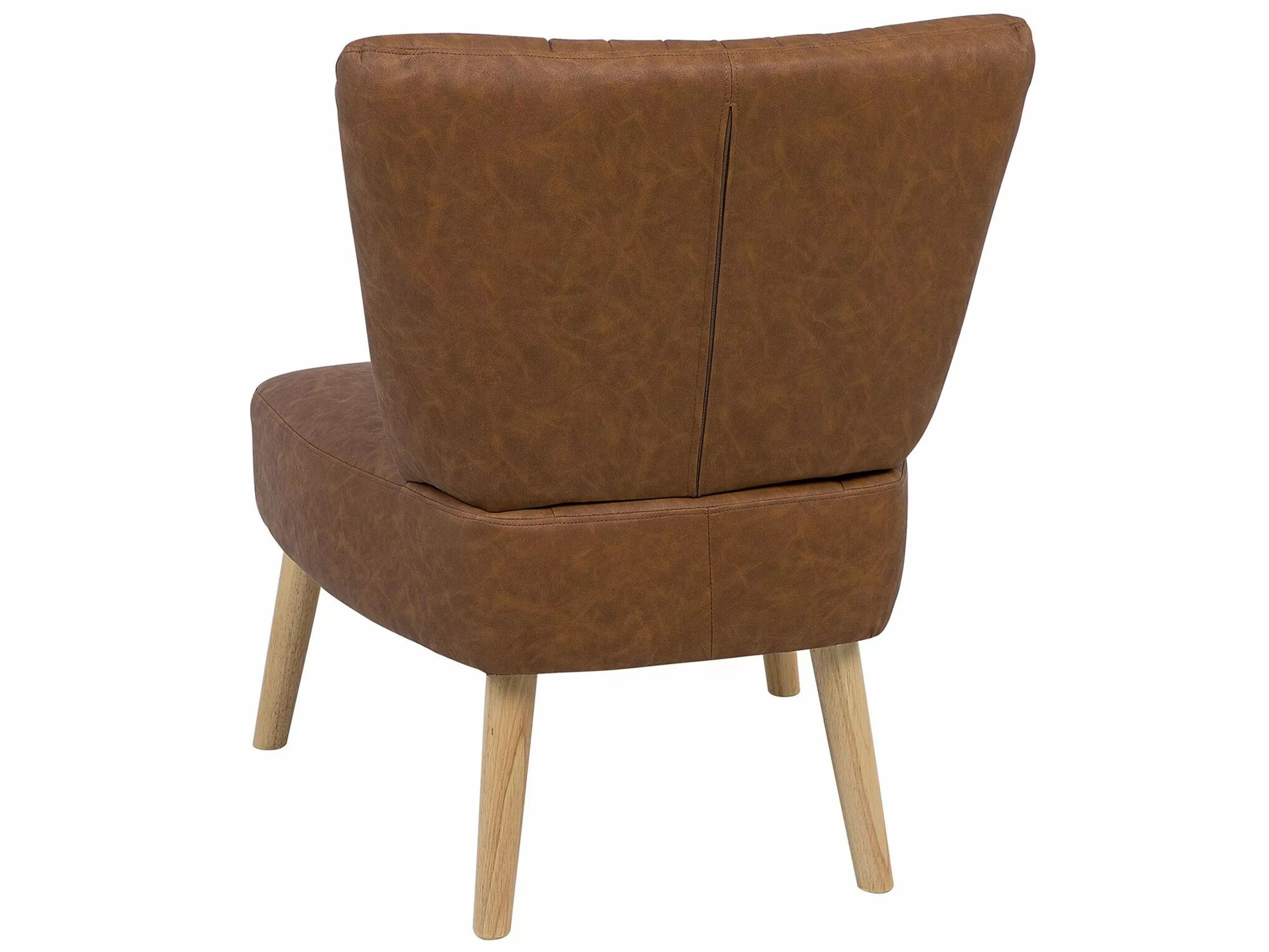 Beliani Sillón Tapizado En Piel Sintética Marrón VAASA 5 Beliani Sillón Tapizado En Piel Sintética Marrón VAASA - Imagen 5