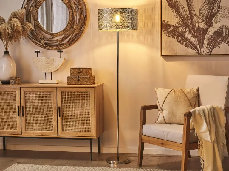 Beliani Mesa Auxiliar Madera Clara/blanco 43 Cm ELIDA - Imagen 6