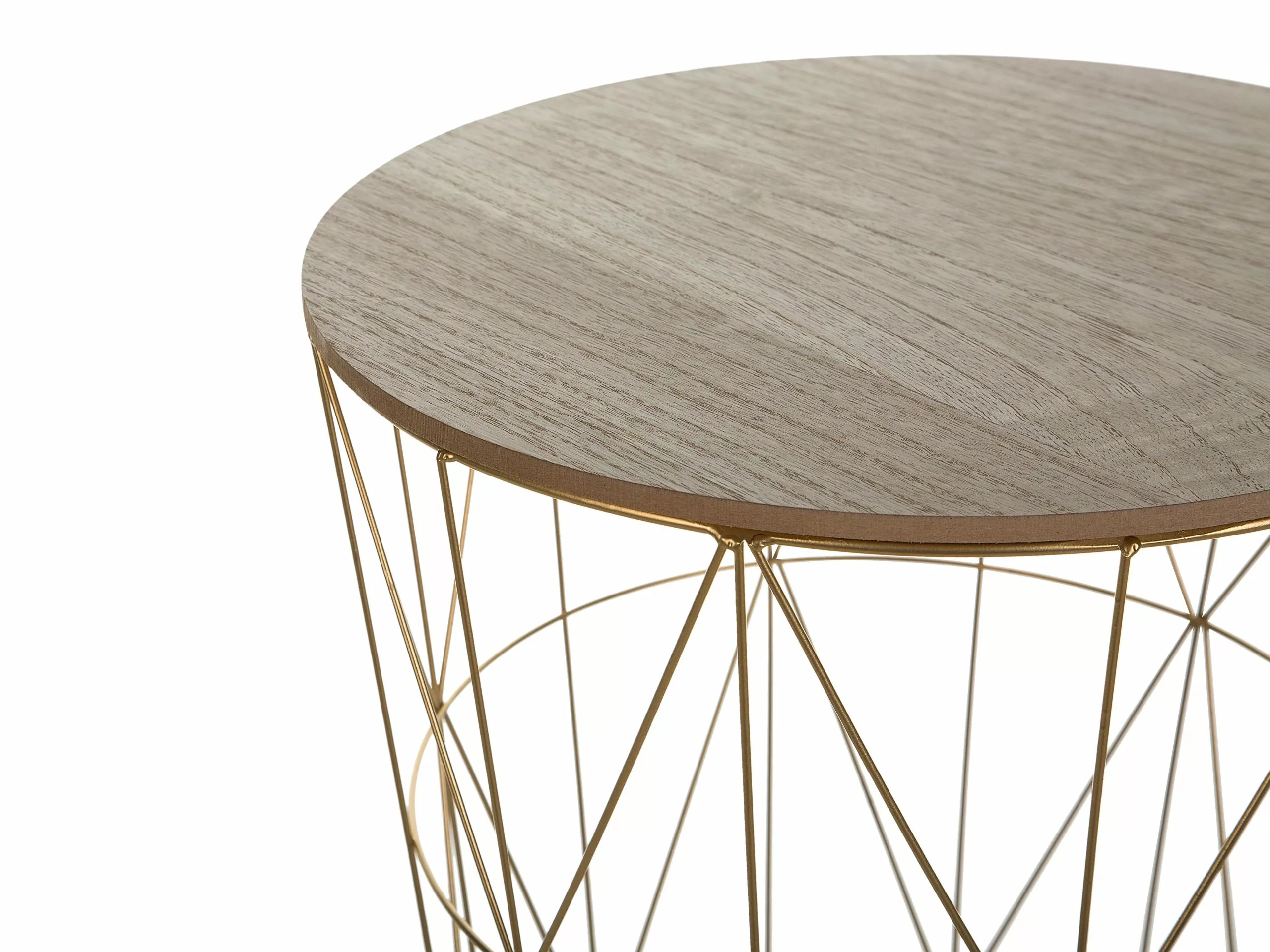 Beliani Mesa Auxiliar Dorado/madera Clara ⌀ 40 Cm LANARK - Imagen 10