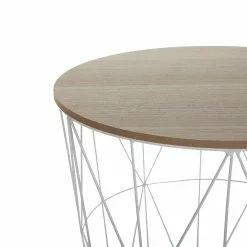 Beliani Mesa De Centro Blanco/madera Clara ⌀ 40 Cm LANARK -Sillones Ventas undef src sa picid 721390 type whitesh image scaled