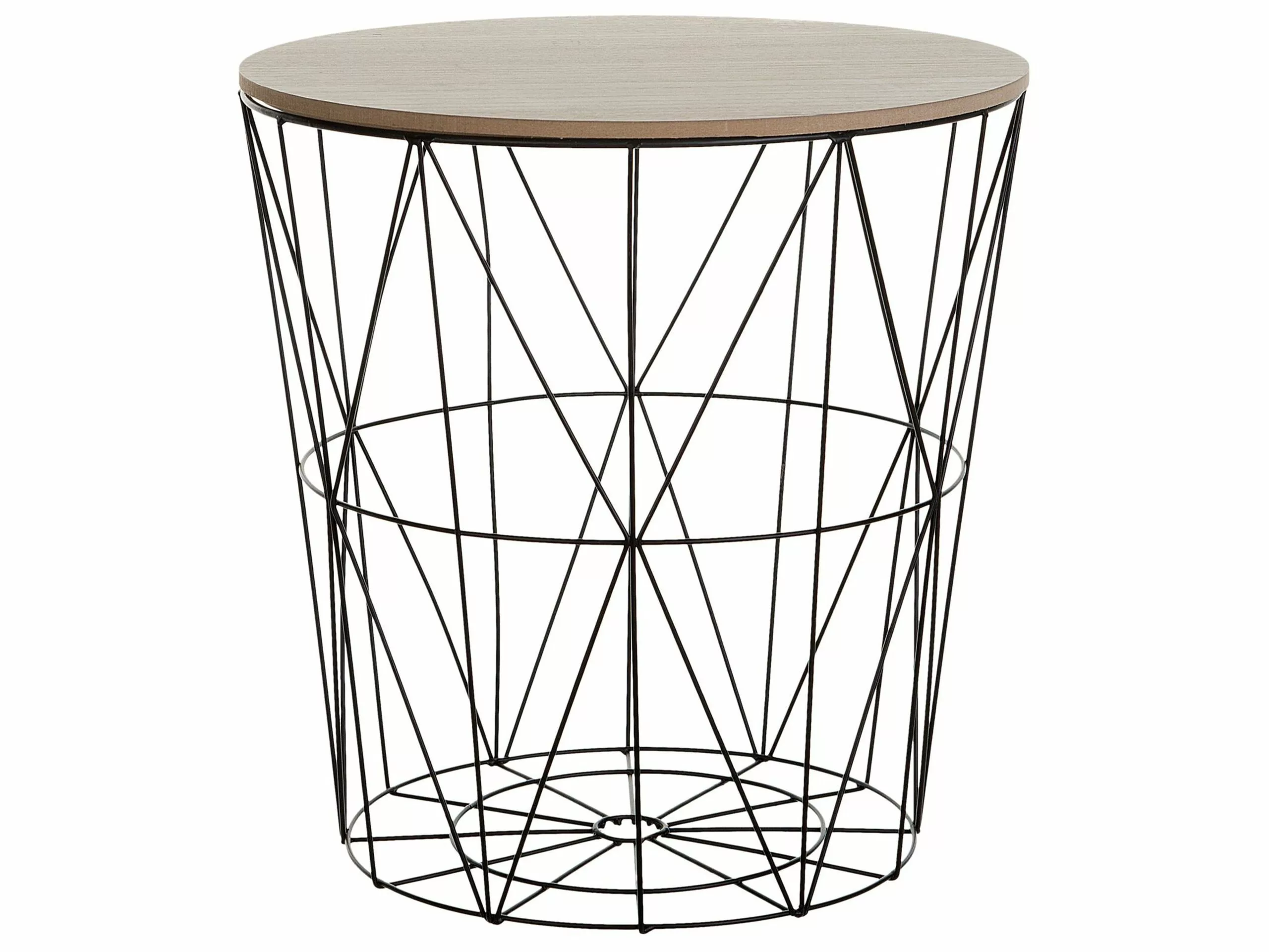 Beliani Mesa Auxiliar Negro/madera Clara ⌀ 40 Cm LANARK