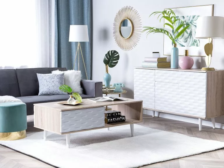 Beliani Mesa De Centro Madera Clara/blanco 120 X 60 Cm SWANSEA - Imagen 2