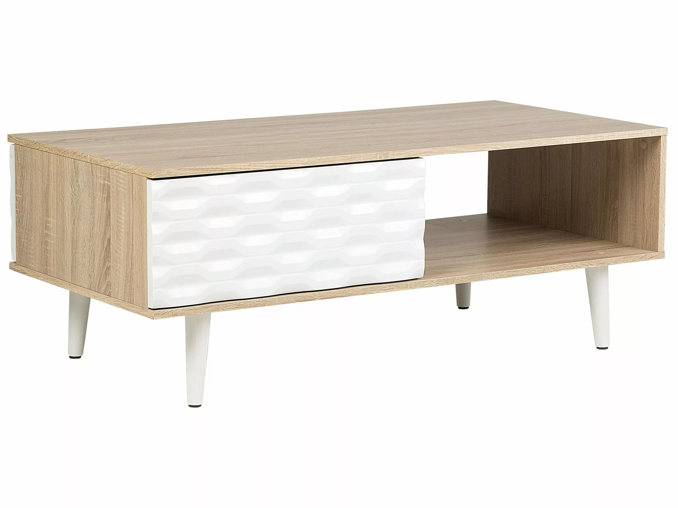 Beliani Mesa De Centro Madera Clara/blanco 120 X 60 Cm SWANSEA