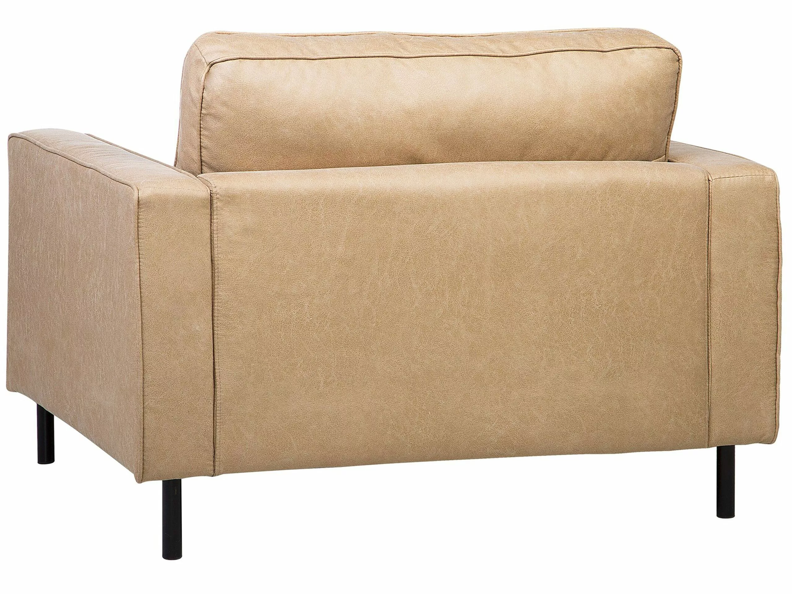 Beliani Sillón De Piel Sintética Beige/negro SAVALEN 5 Beliani Sillón De Piel Sintética Beige/negro SAVALEN - Imagen 5