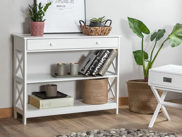 Beliani Consola Blanca 100 X 30 Cm MONTGOMERY - Imagen 2