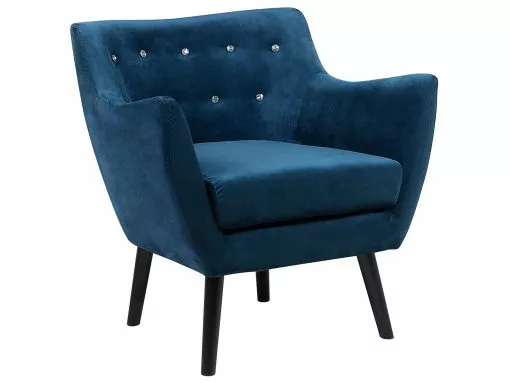 Beliani Sillón De Terciopelo Azul DRAMMEN -Sillones Ventas undef src sa picid 727241 type whitesh image