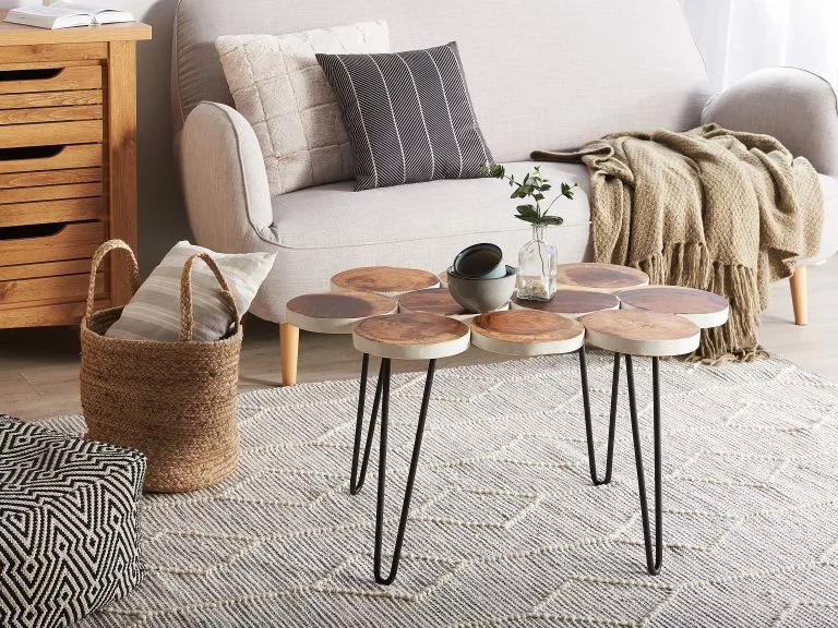 Beliani Mesa Auxiliar De Madera De Suar Blanco/negro 79 X 55 Cm TIJUANA 2 Beliani Mesa Auxiliar De Madera De Suar Blanco/negro 79 X 55 Cm TIJUANA - Imagen 2