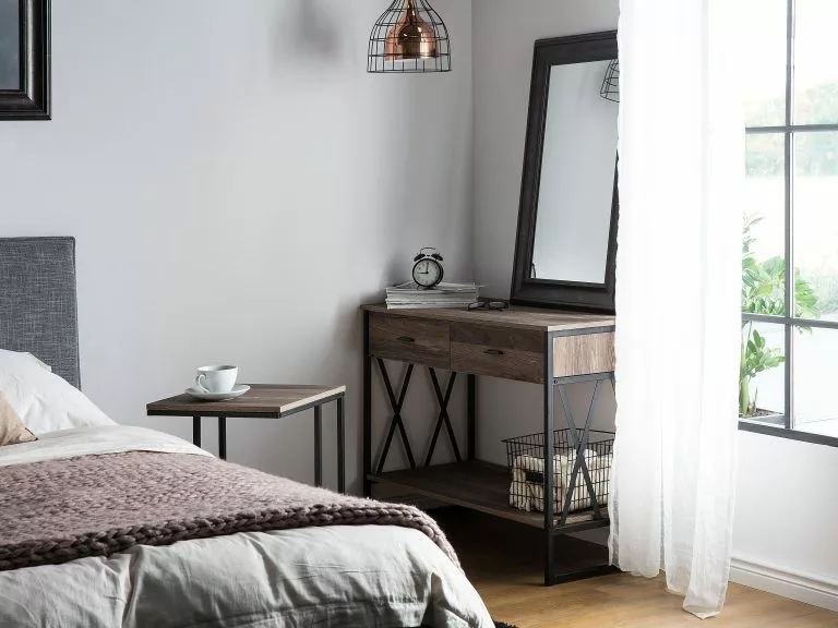 Beliani Consola Madera Oscura/gris Pardo 107 X 46 Cm AYDEN - Imagen 2