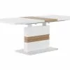 Beliani Mesa De Comedor Extensible Blanco/madera Clara 160/200 X 90 Cm SANTANA