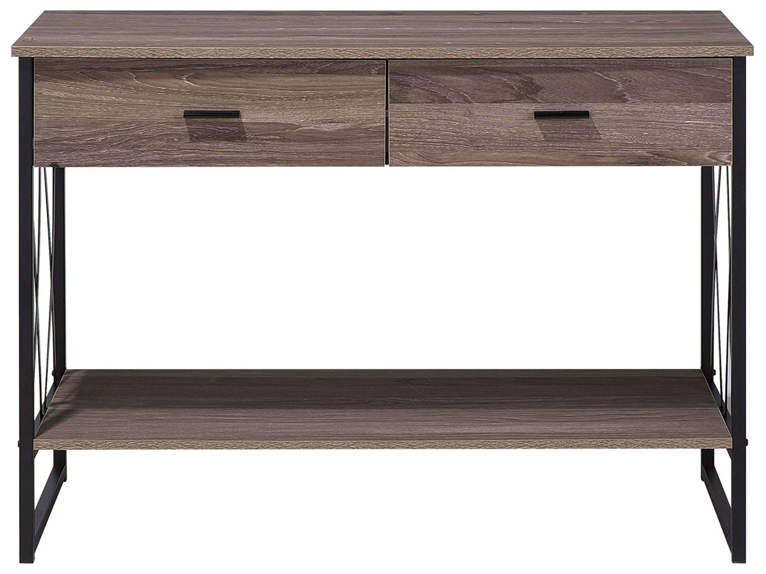 Beliani Consola Madera Oscura/gris Pardo 107 X 46 Cm AYDEN - Imagen 6