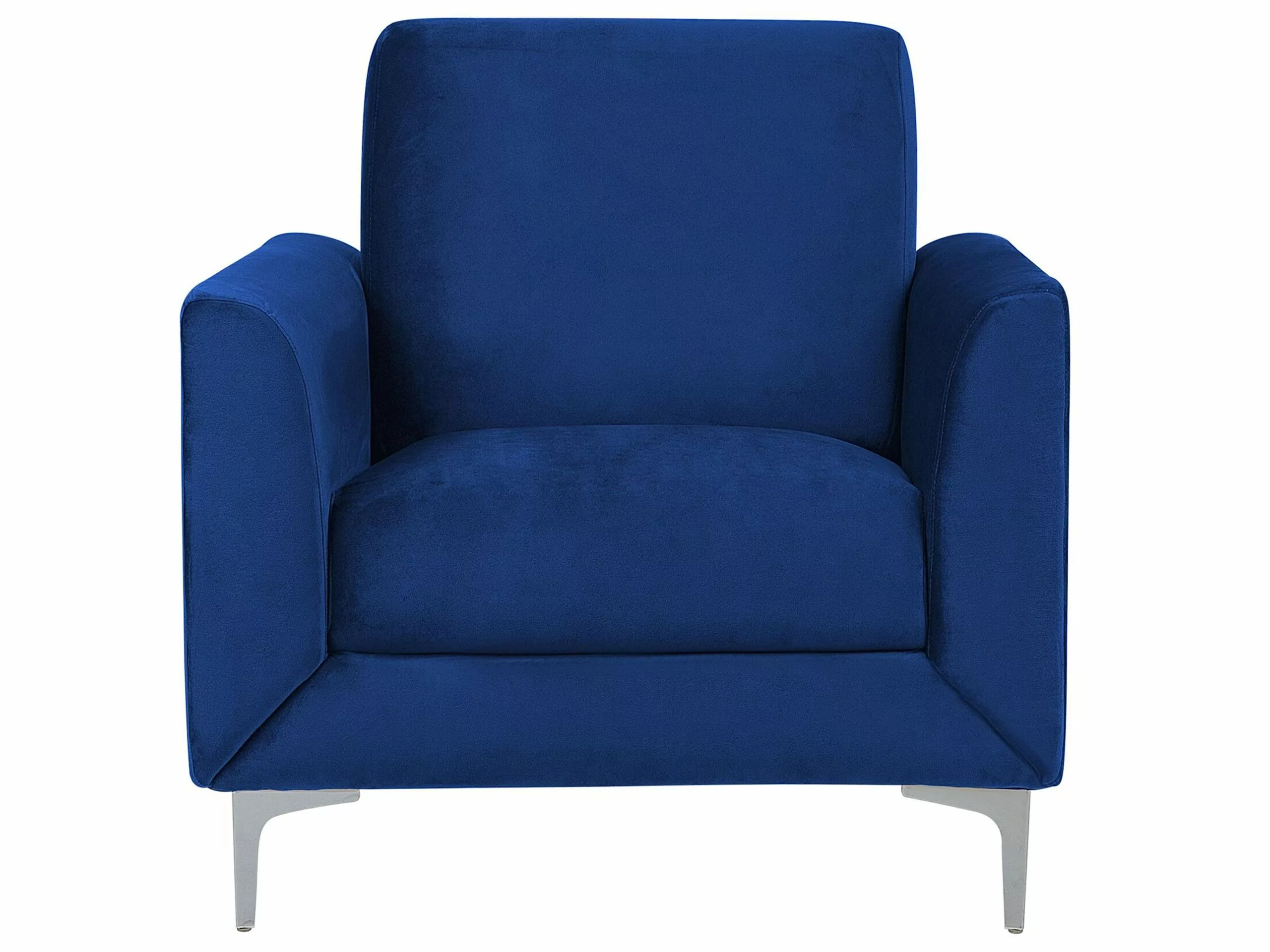 Beliani Sillón De Terciopelo Azul Oscuro FENES - Imagen 4