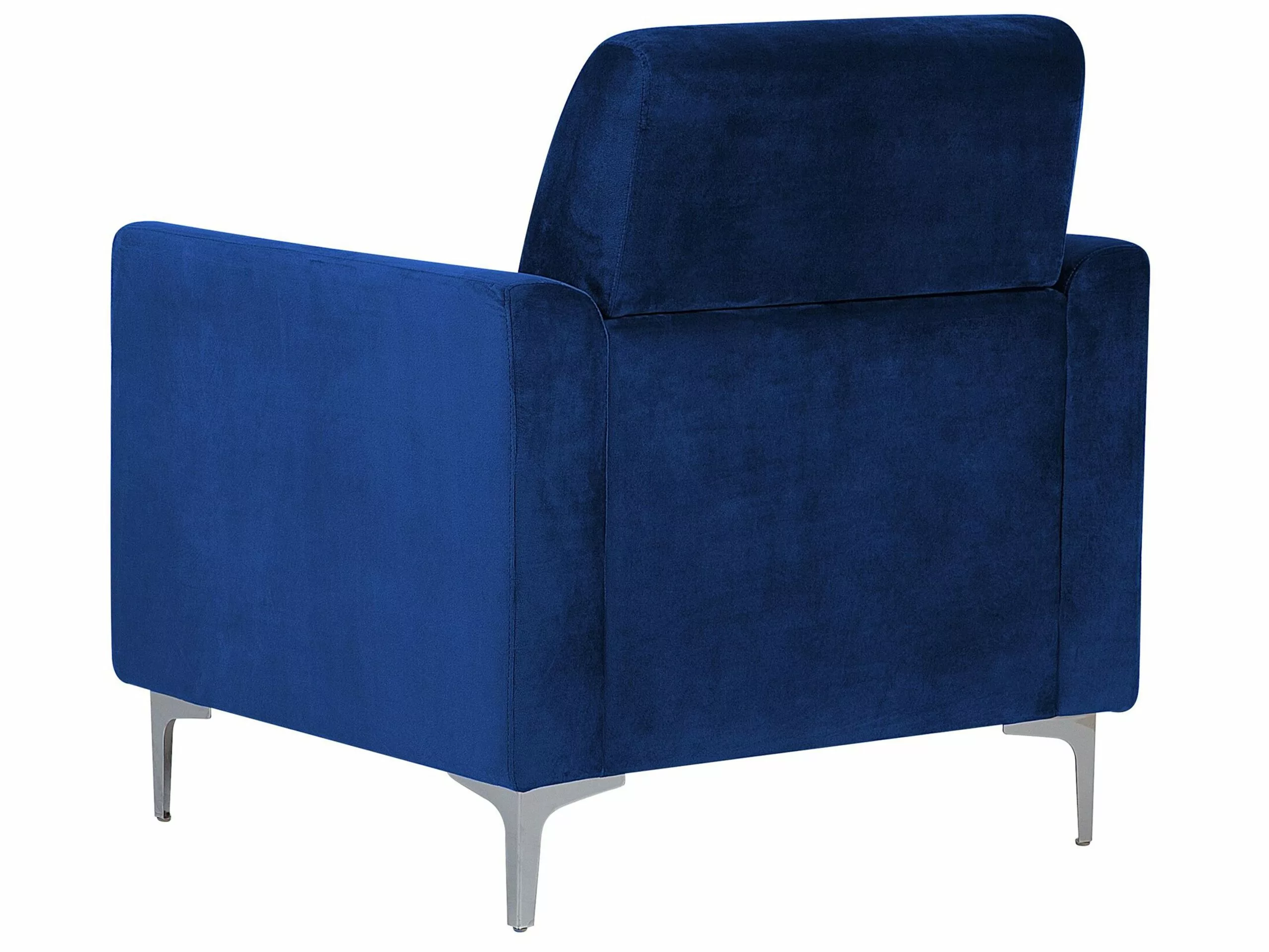 Beliani Sillón De Terciopelo Azul Oscuro FENES - Imagen 5