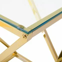 Beliani Mesa Auxiliar De Vidrio Transparente/dorado 40 X 40 Cm BEVERLY -Sillones Ventas undef src sa picid 733181 type whitesh image scaled