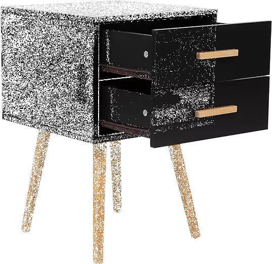 Beliani Mesa Auxiliar Negro/madera Clara 40 X 40 Cm ALABAMA - Imagen 3