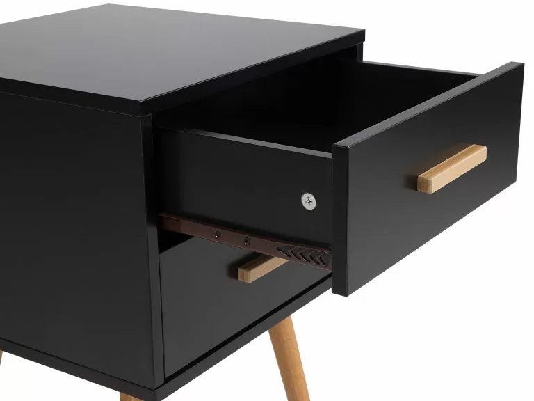 Beliani Mesa Auxiliar Negro/madera Clara 40 X 40 Cm ALABAMA - Imagen 6