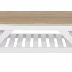Beliani Mesa De Centro Blanco/madera Clara 100 X 60 Cm SAVANNAH -Sillones Ventas undef src sa picid 735592 type whitesh image scaled