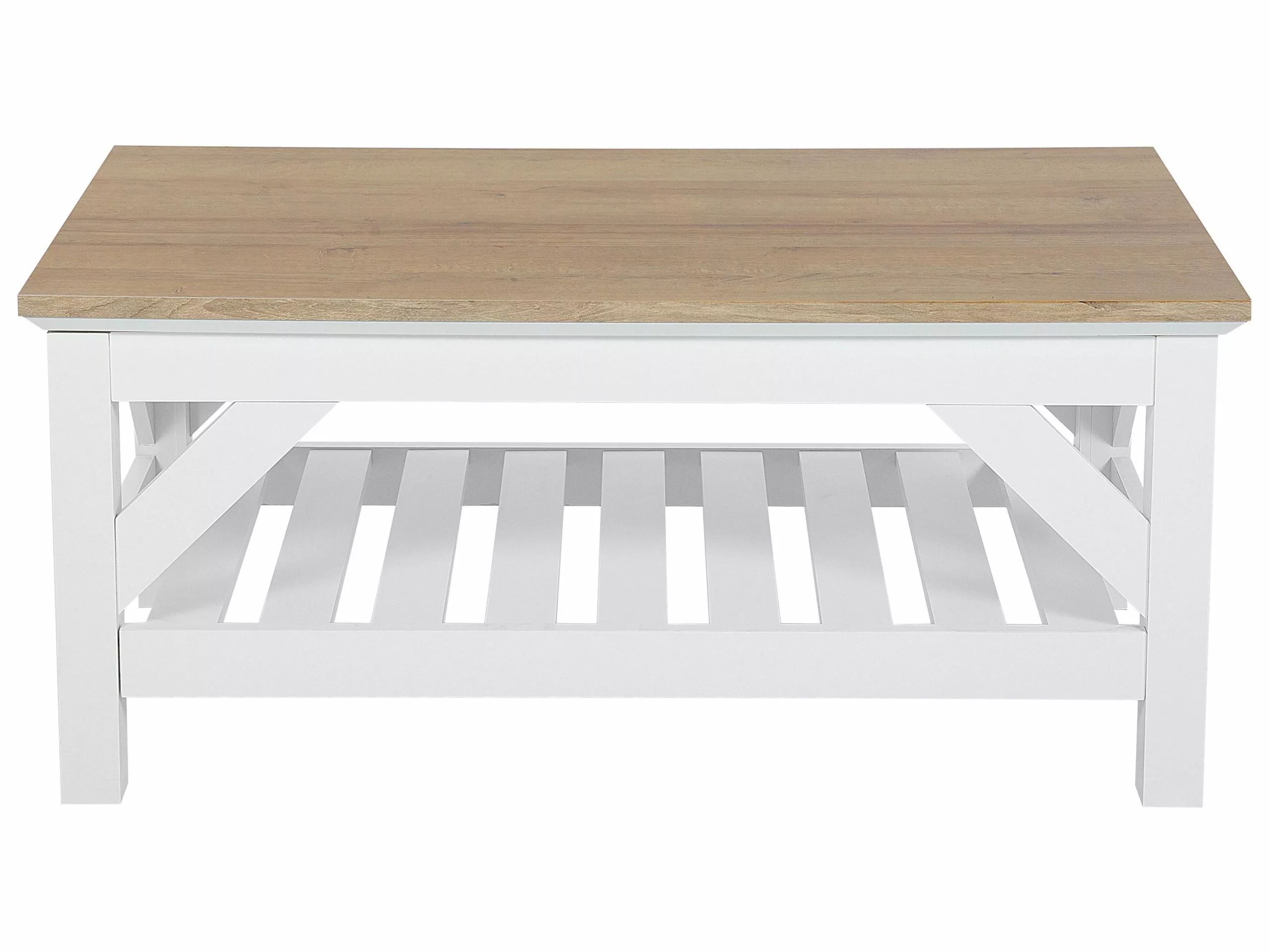 Beliani Mesa De Centro Blanco/madera Clara 100 X 60 Cm SAVANNAH - Imagen 6