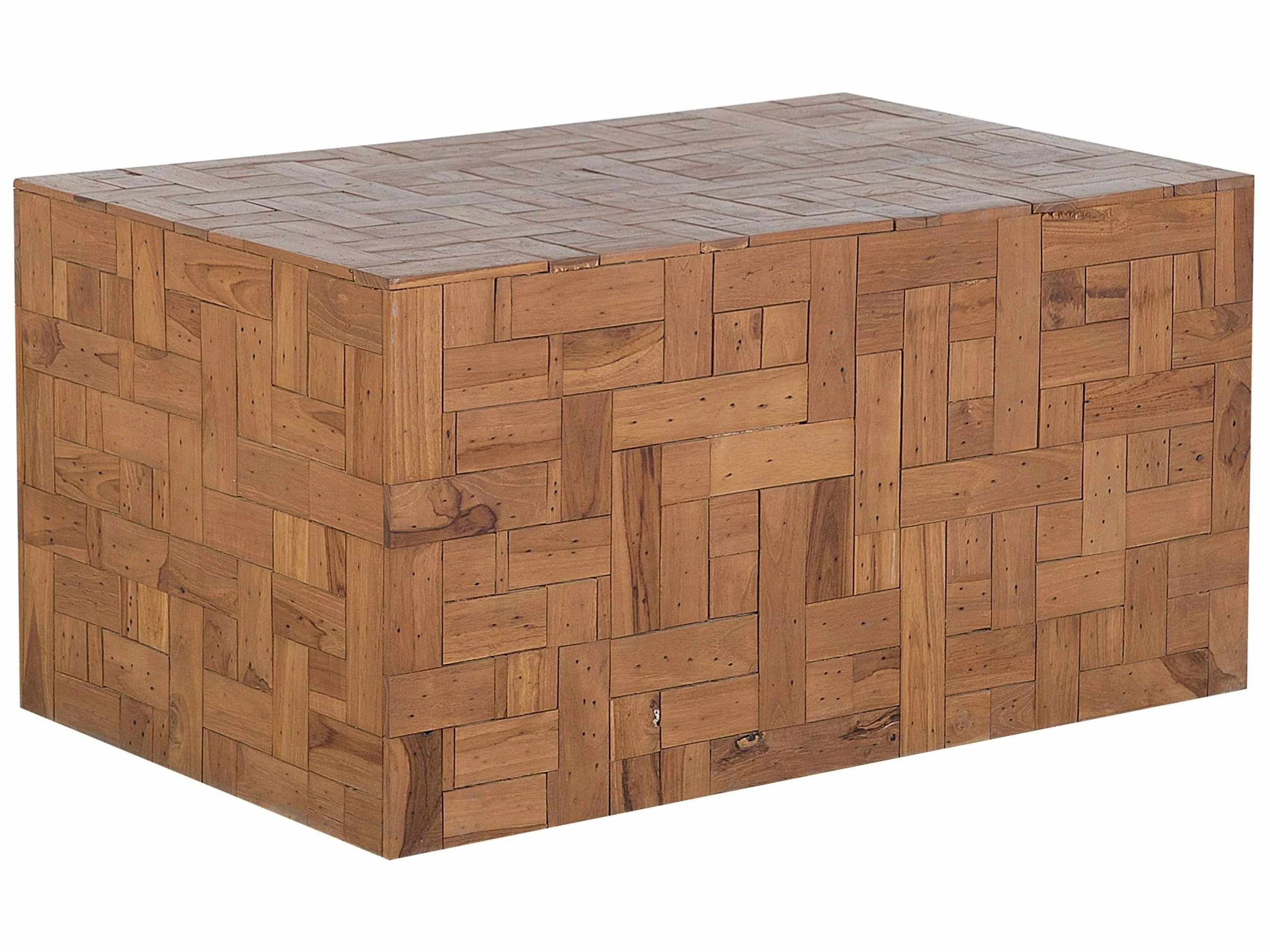 Beliani Mesa De Centro De Madera De Teca Clara 100 X 60 Cm GAMBO II