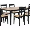 Beliani Conjunto De Comedor 6 Plazas De Madera De Caucho Clara/negro GEORGIA