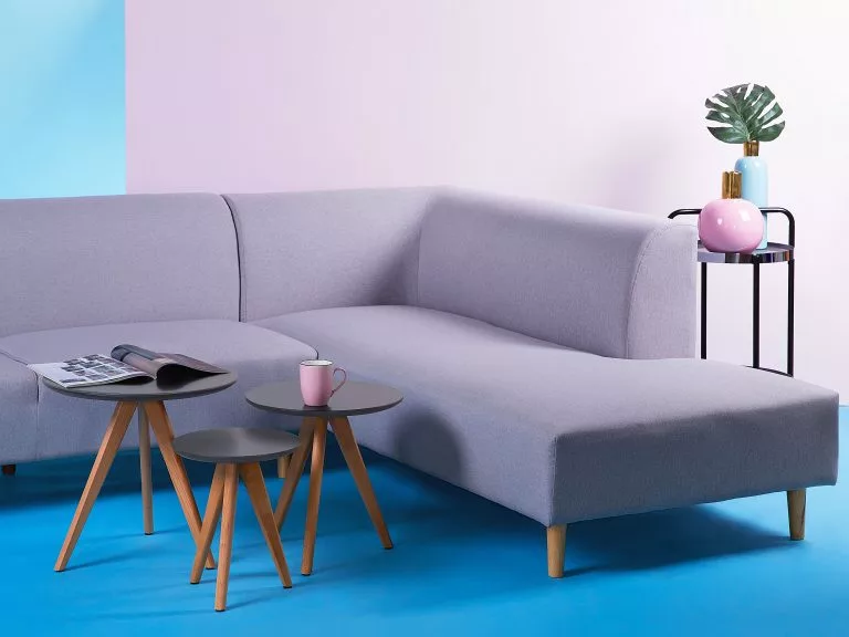 Beliani Conjunto De 3 Mesas De Centro Gris/madera Clara VEGAS - Imagen 2