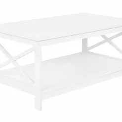 Beliani Mesa De Centro Blanca 101 X 55 Cm FOSTER