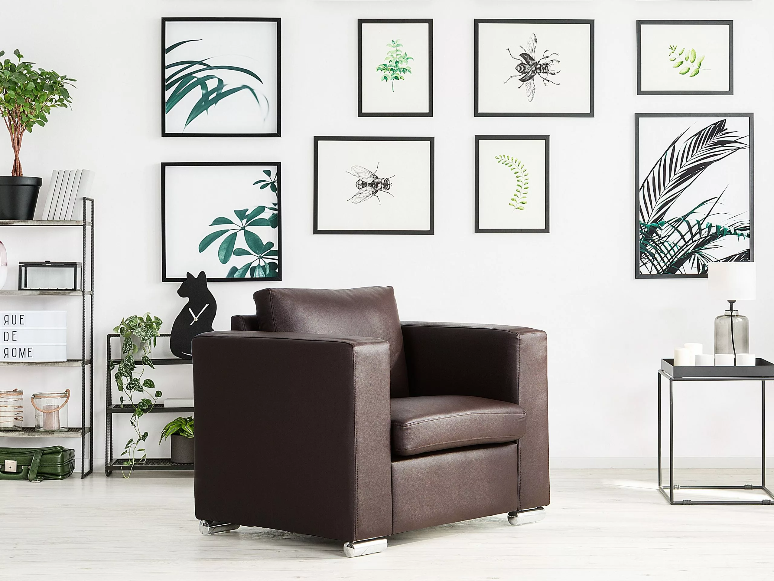 Beliani Sillón De Piel Marrón HELSINKI 2 Beliani Sillón De Piel Marrón HELSINKI - Imagen 2