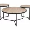 Beliani Conjunto De 3 Mesas De Centro Madera Clara/negro MELODY