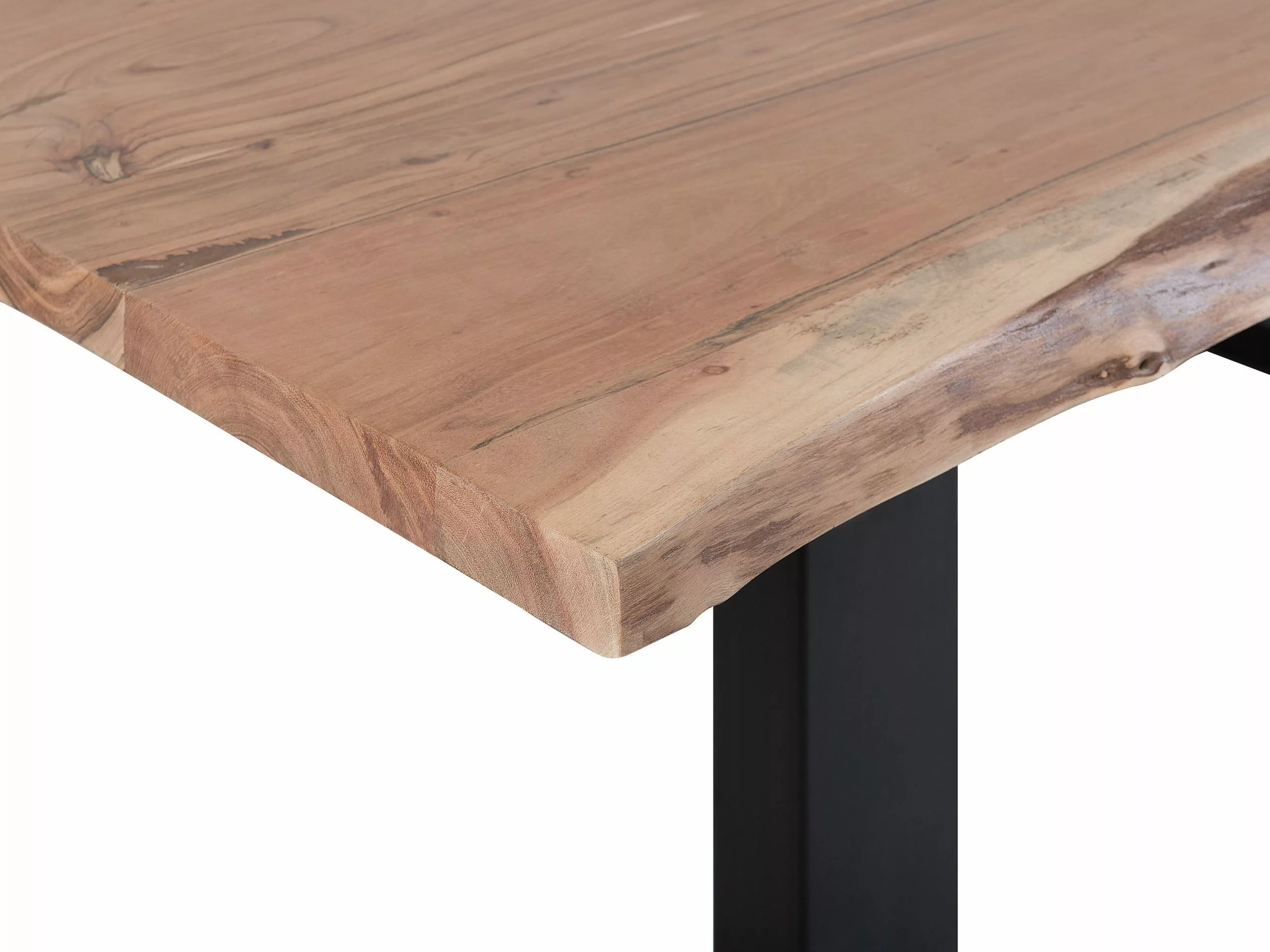 Beliani Mesa De Comedor De Madera De Acacia Clara/negro Varios Tamaños HEBY - Imagen 6