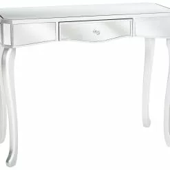 Beliani Consola De Vidrio Plateado 96 X 40 Cm CARCASSONNE