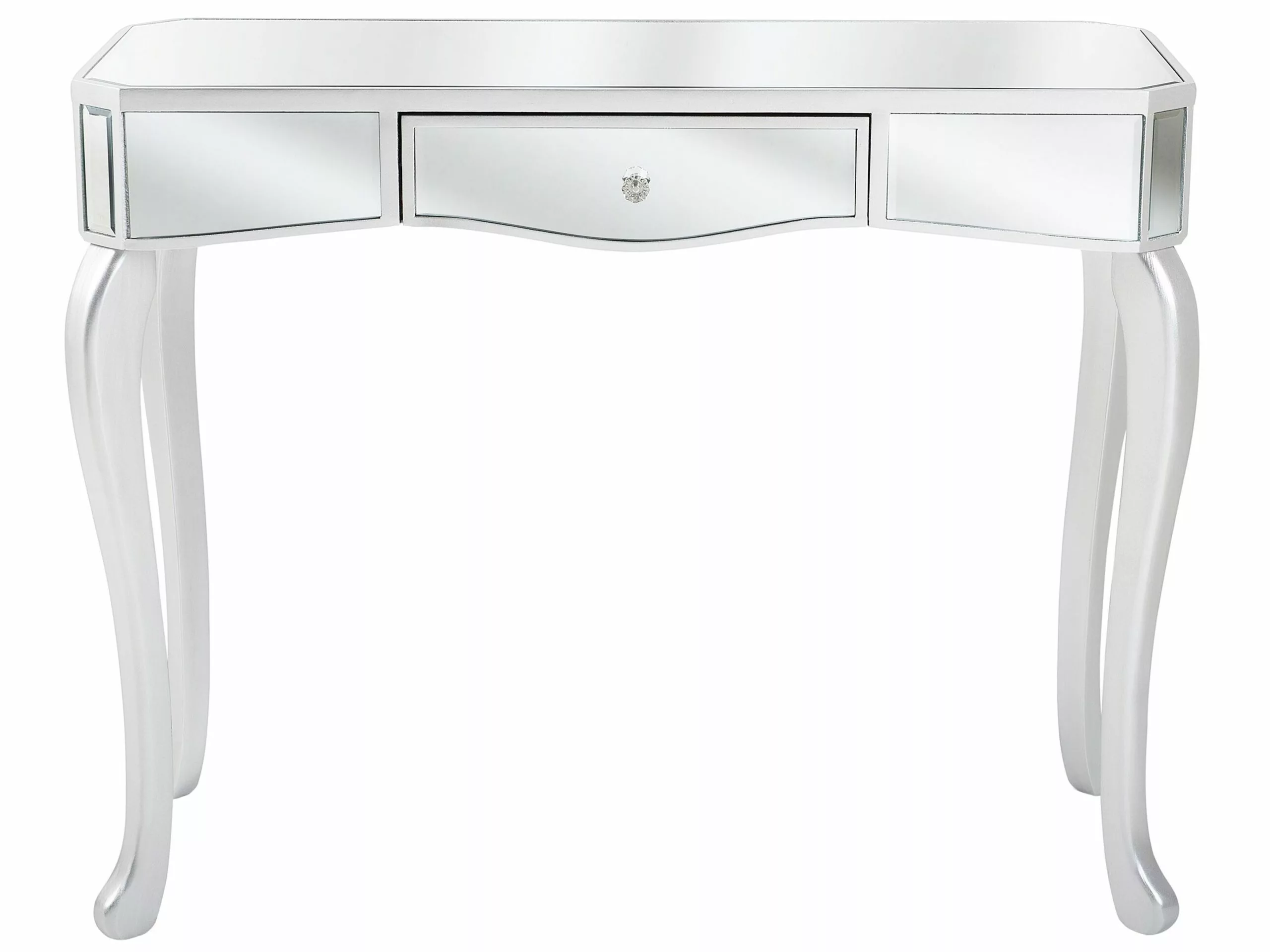 Beliani Consola De Vidrio Plateado 96 X 40 Cm CARCASSONNE 4 Beliani Consola De Vidrio Plateado 96 X 40 Cm CARCASSONNE - Imagen 4