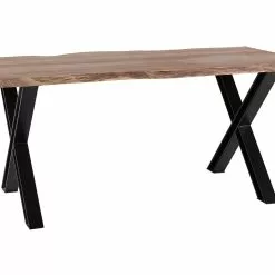 Beliani Mesa De Comedor De Madera De Acacia Clara/negro Varios Tamaños BROOKE