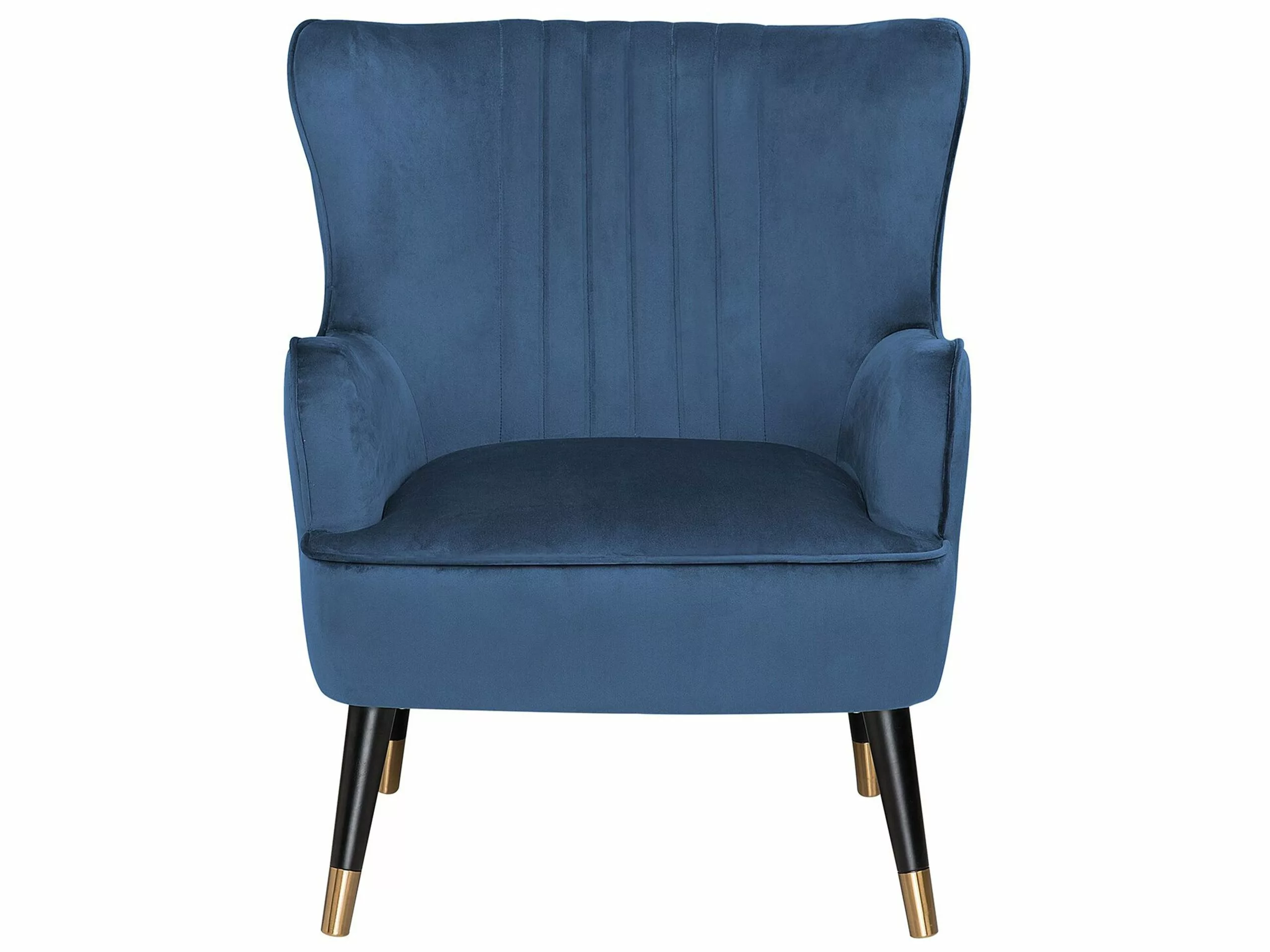 Beliani Sillón De Terciopelo Azul VARBERG - Imagen 3