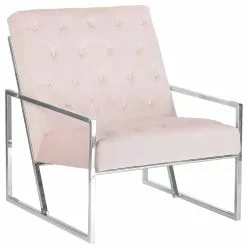 Beliani Sillón De Terciopelo Rosa HARSTAD
